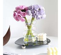 BLOFLO Vaso per fiori idroponico in vetro trasparente, 17,8 cm, iridescente, geometrico, a quattro strati, decorazione domestica, moderno, con bolle, per casa, ufficio, tavolo nuziale