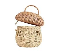 Blogiiup Cesto di stoccaggio di Rattan, Cesto di Funghi di capacità, Cesto di Funghi Decorativi, Cestino Intrecciato con Coperchio e Manico