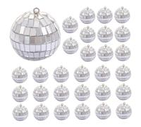 Blogiiup Palla da Discoteca, Sfera da Discoteca a Specchio da 30 Pezzi, Mini Appeso da 1, 2 Pollici, Ornamenti dell'albero di Natale, Decorazione del palcoscenico per Feste, Argento, Piccolo