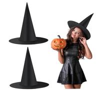 Blogiiup Witches Hat, Halloween Witch Cappello 2 pezzi di streghe nere per adulti Donne Halloween Costume Cappelli da mago Cappelli che pendono decorazioni per i da stregone per il giardino del porti