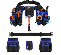 BLOGLOER Cintura Porta Attrezzi con 26 Tasche e 1 Supporto Martello, Magnetiche Staccabile e Regolabile Borsa Portautensili, per Trapano, Chiodatrici, Vitizzatore, per Elettricisti, Falegnami