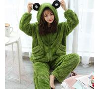 BLOHDI Pigiama Donna Inverno, Pigiama in Pile Inverno Caldo Incappucciato Lounge Indossare Ragazze Adulto Animale Rana Pigiama Set Inverno Fitto Flanella Pijamas Sleepwear Home Night Wear, Grande