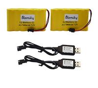 Bloimky - Confezione da 2 batterie AA NiCd da 7,2 V 700 mAh e cavo di ricarica USB per vecchia versione a 15 canali 2.4G Huina 1550 550 RC escavatore 7,2 V NiCd batteria e USB 2