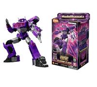 BLOKEES Transformers Shockwave 18 - Set modello per bambini dai 12 anni in su, robot da 12,5 cm con funzione luminosa, 20 elementi mobili, sistema a incastro senza colla, accessori e supporto, modello