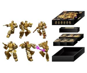 BLOKEES Transformers X Yearly 25 Golden Lagoon Set, 6 modelli per bambini dai 12 anni in su, robot da 10 cm con funzione luminosa, elementi mobili, accessori e display, set da collezione