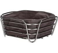 blomus DELARA - Cestino per il pane in acciaio cromato, con borsa in tessuto di cotone, design alla moda e moderno, versatile e di alta qualità. (altezza x larghezza x profondità: 9 x 20,5 x 20,5 cm, colore Magnet, 63757)