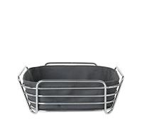 blomus -DELARA- cestino per il pane L in acciaio cromato, magnete, borsa in tessuto di cotone, design moderno e alla moda, versatile, look esclusivo (H/L/P 9,5 x 25 x 25 cm, 63763)