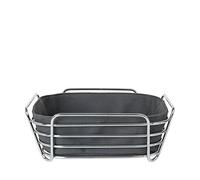 blomus -DELARA- cestino per il pane L in acciaio cromato, magnete, borsa in tessuto di cotone, design moderno e alla moda, versatile, look esclusivo (H/L/P 9,5 x 25 x 25 cm, 63763)