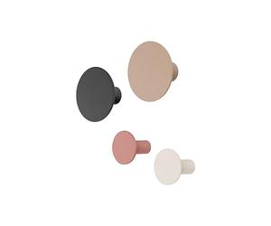 Blomus Set di 4 ganci da parete PONTO rotondi in 4 colori (Cedar Wood)