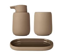blomus SONO - Set di accessori da bagno, colore: Marrone chiaro
