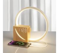 blonbar Wake-up Light,lampada da tavolo con funzione di ricarica USB,controllo touch dimmerabile, Lampada da comodino con sveglia, 3 livelli di luminosità, luce notturna per camera da letto, soggiorno