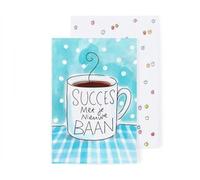 Blond Amsterdam Biglietto di auguri nuovo lavoro - Cartolina illustrata con tazza di caffè per augurare successo e felicità nella nuova avventura professionale