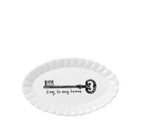 Blond Amsterdam Piattino ovale in ceramica 14 cm “Key to my heart decorazione artigianale bianco e nero -