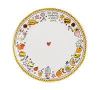Blond Amsterdam Piatto da cena ø26cm “Food” - Piatto decorativo grande con illustrazioni messaggio “The secret ingredient is always love”