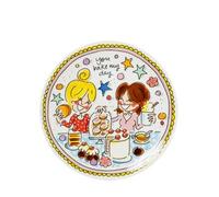 Blond Amsterdam Piatto da dessert 18 cm con bordo rosa - Collezione Even Bijkletsen - Illustrazioni dolci e frase “You bake my day”