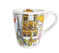 Blond Amsterdam Tazza 0,35L “City Icon Paris” con illustrazioni della Tour Eiffel, Notre-Dame e macarons - perfetta per un tocco francese a colazione