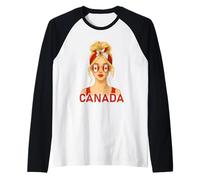 Blond Canadian Girl Canada Flag Canadian Girlfriend Wife Maglia con Maniche Raglan