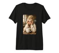 Blond Doll Smoking Aesthetic Art Coffee Time Morning Mood Maglietta Premium