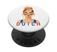 Blond Dutch Girl Netherlands Flag Dutch Girlfriend Wife PopSockets PopGrip Adesivo