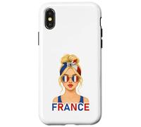 Blond French Girl France Flag French Girlfriend Wife Custodia per iPhone X/XS
