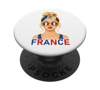 Blond French Girl France Flag French Girlfriend Wife PopSockets PopGrip Adesivo
