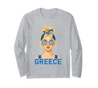 Blond Greek Girl Greece Flag Greek Girlfriend Wife Maglia a Manica