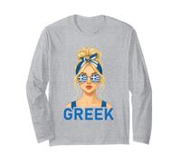 Blond Greek Girl Greece Flag Greek Girlfriend Wife Maglia a Manica