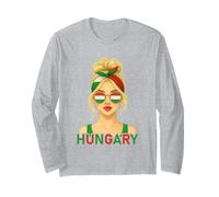 Blond Hungarian Girl Hungary Flag Hungarian Girlfriend Wife Maglia a Manica