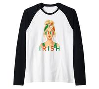 Blond Irish Girl Ireland Flag Irish Girlfriend Wife Maglia con Maniche Raglan