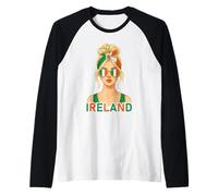 Blond Irish Girl Ireland Flag Irish Girlfriend Wife Maglia con Maniche Raglan