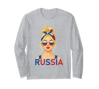 Blond Russian Girl Russia Flag Russian Girlfriend Wife Maglia a Manica
