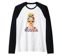 Blond Russian Girl Russia Flag Russian Girlfriend Wife Maglia con Maniche Raglan