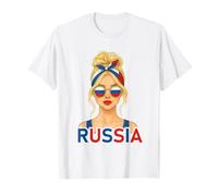 Blond Russian Girl Russia Flag Russian Girlfriend Wife Maglietta