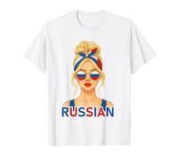 Blond Russian Girl Russia Flag Russian Girlfriend Wife Maglietta