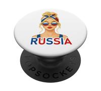 Blond Russian Girl Russia Flag Russian Girlfriend Wife PopSockets PopGrip Adesivo