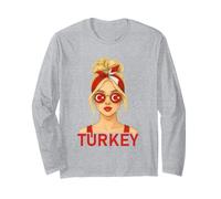 Blond Turkish Girl Turkey Flag Turkish Girlfriend Wife Maglia a Manica