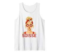 Blonde Fille Suisse Drapeau Suisse Copine et Épouse Suisse Canotta