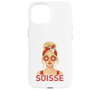 Blonde Fille Suisse Drapeau Suisse Copine et Épouse Suisse Custodia per iPhone 15