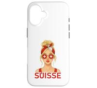 Blonde Fille Suisse Drapeau Suisse Copine et Épouse Suisse Custodia per iPhone 16