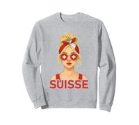 Blonde Fille Suisse Drapeau Suisse Copine et Épouse Suisse Felpa