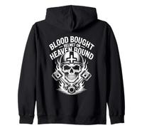 Blood Bought Helmet On Heaven Bound Christian Felpa con Cappuccio