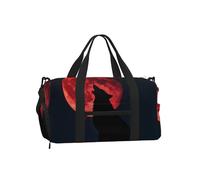 Blood Moon Wolf - Borsone sportivo con scomparto per scarpe, leggero, da palestra, per uomo e donna, impermeabile, con tasca per bagnati