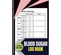 Blood Sugar Log Book: Daily Diabetic Glucose Tracker Journal Book, 4 Time Before-After (Breakfast, Lunch, Dinner, Bedtime).