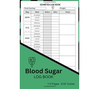 Blood Sugar Log Book: Diabetes Care Journal to Track Blood Sugar Meals Medication and Health Progress, 6" x 9" Inches, 110 Pages
