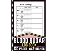 Blood Sugar Log Book: Simple Daily Diabetic Glucose Tracker Journal, Simple Weekly Blood Glucose Tracking Journal with Two Years of Data, Small Size - 6" x 9".