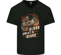 Blood Sweat And Gears Maglietta In Cotone A V Per Uomo Motocross Dirt Bike