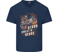 Blood Sweat And Gears Maglietta In Cotone A V Per Uomo Motocross Dirt Bike