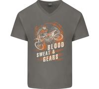 Blood Sweat And Gears Maglietta In Cotone A V Per Uomo Motocross Dirt Bike