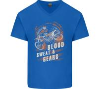 Blood Sweat And Gears Maglietta In Cotone A V Per Uomo Motocross Dirt Bike