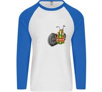 Blood Sweat Biciclette & Birra Divertente Moto Uomo L/S Baseball T-Shirt